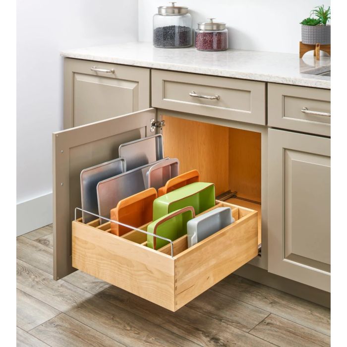 Rev-A-Shelf Wood Casserole Organizer For 18" Base Cab W/SC 4CDS-18SC-1