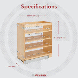 Rev-A-Shelf 5" DM Wood P-O W/ADJ Shelves/Chrome Rails 448-BC-5C