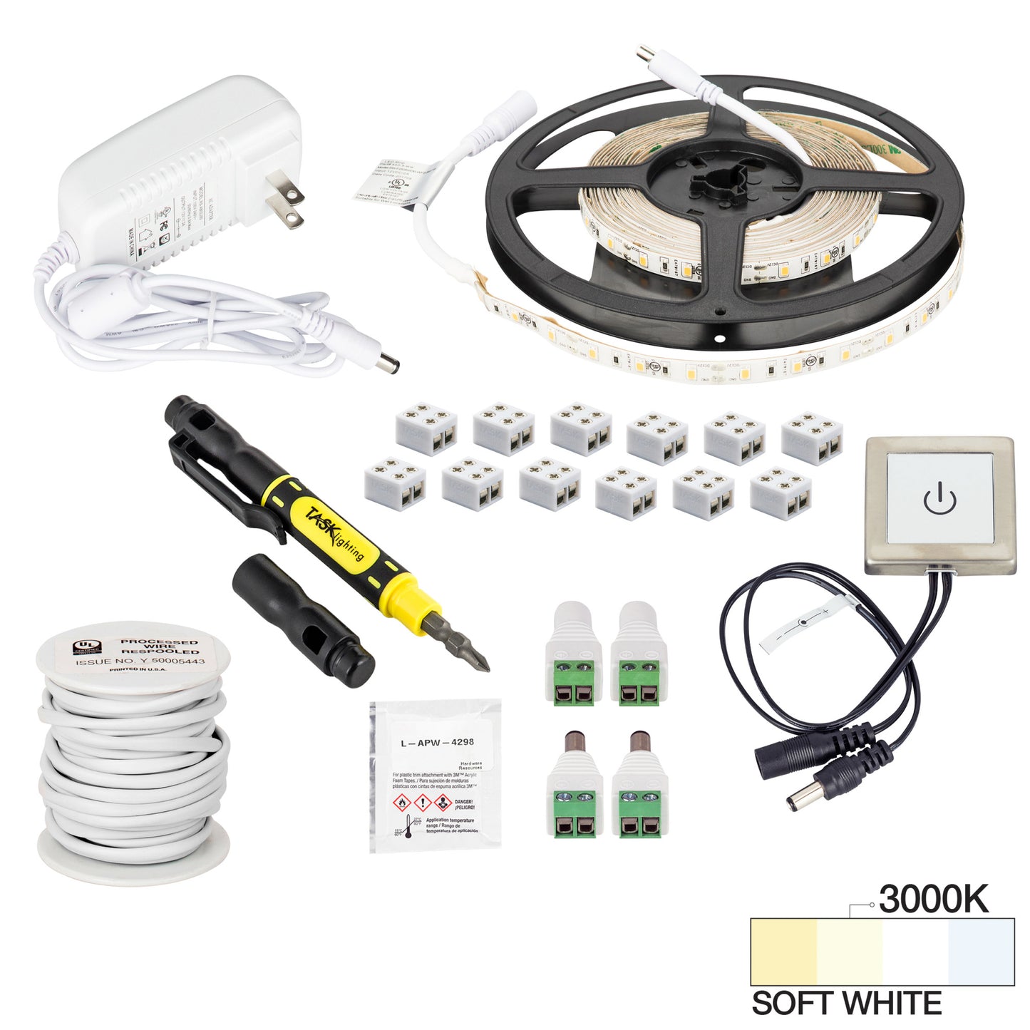 Task Lighting 5-Pack 16 Ft. 120 Lumens Per Foot Radiance Touch Dimmer Switch Tape Light Kit, Retail Box L-RTDRK-16
