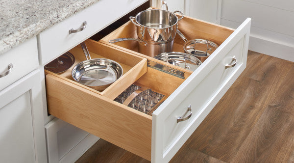 Rev-A-Shelf Wood Deep Tiered Dbl Cutlery Org W/S 30" FF - H SLIDE 4WTCDD-724HFLSC-1
