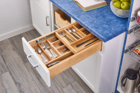 Rev-A-Shelf Wood Tiered DBL Cutlery Org W/SC 21" FF H Slide 4WTCD-21HSC-1