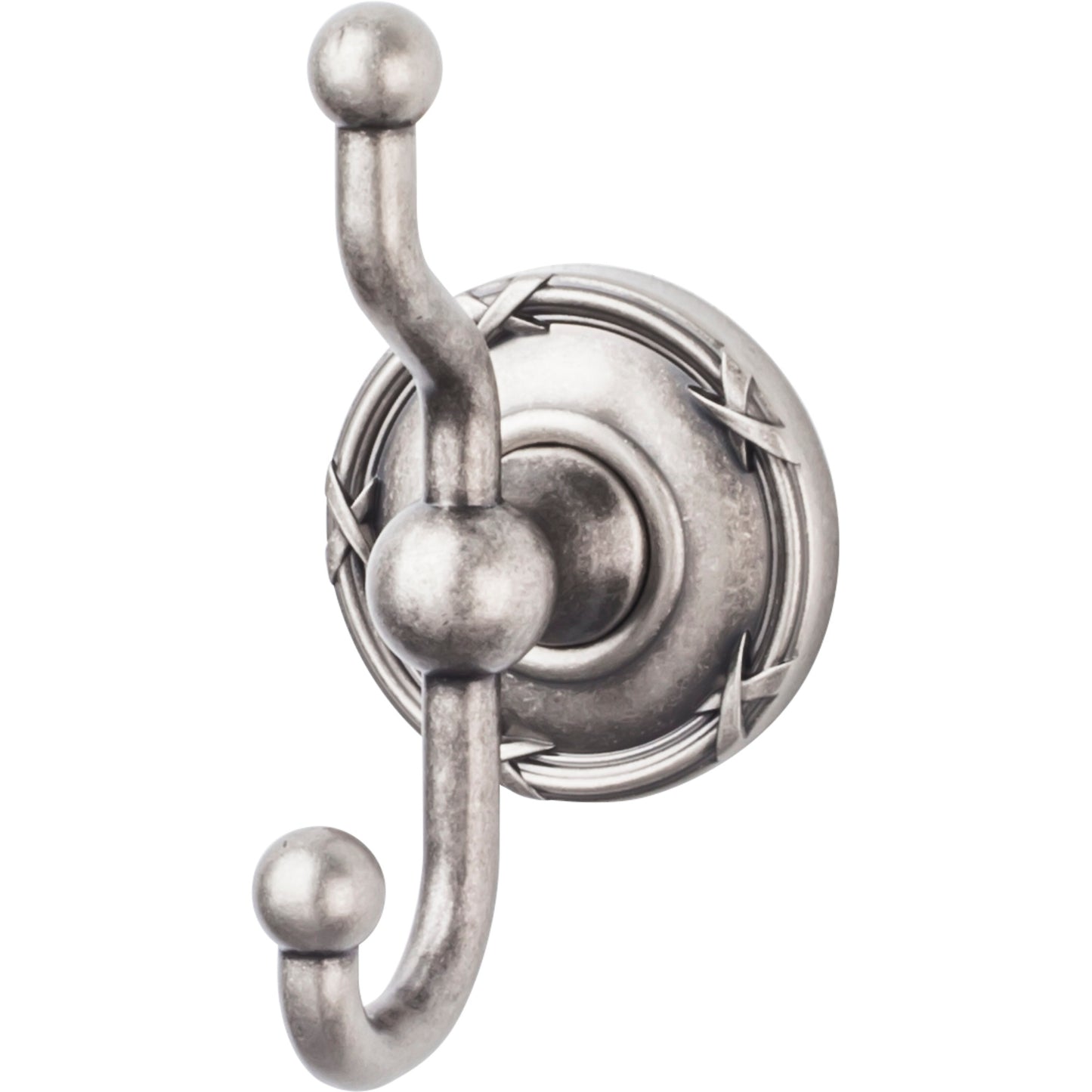 Top Knobs ED2APE Edwardian Bath Double Hook Ribbon Backplate Antique Pewter