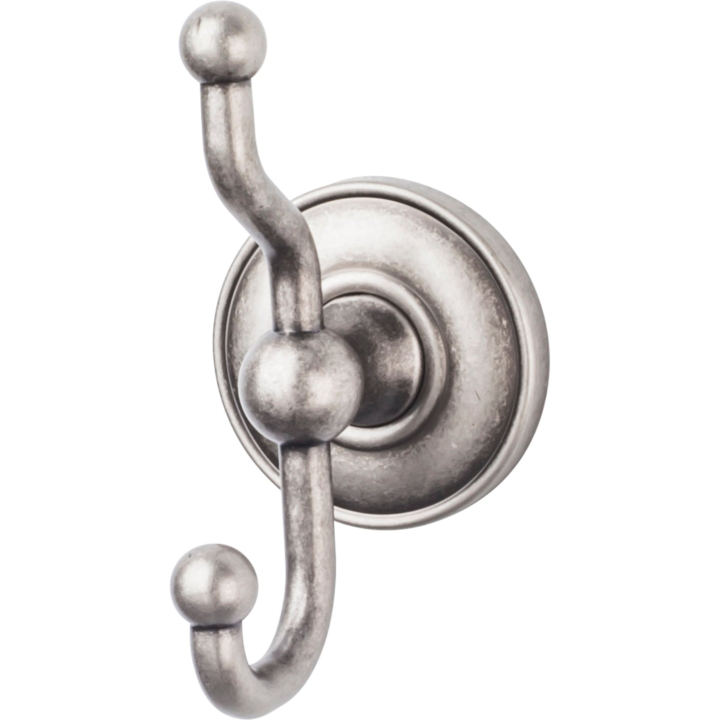 Top Knobs ED2APD Edwardian Bath Double Hook Plain Backplate Antique Pewter