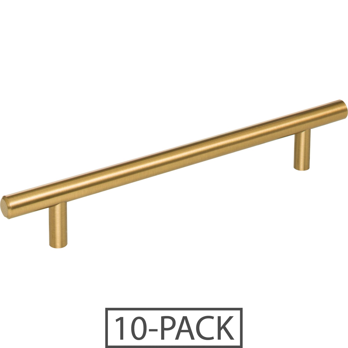 Elements 220-10 Naples 10-Pack of the 176 mm (6-15/16") Overall Length 7/16" Diameter Steel Cabinet Bar Pull with Beveled Ends. Holes are 128 mm center-to-center.