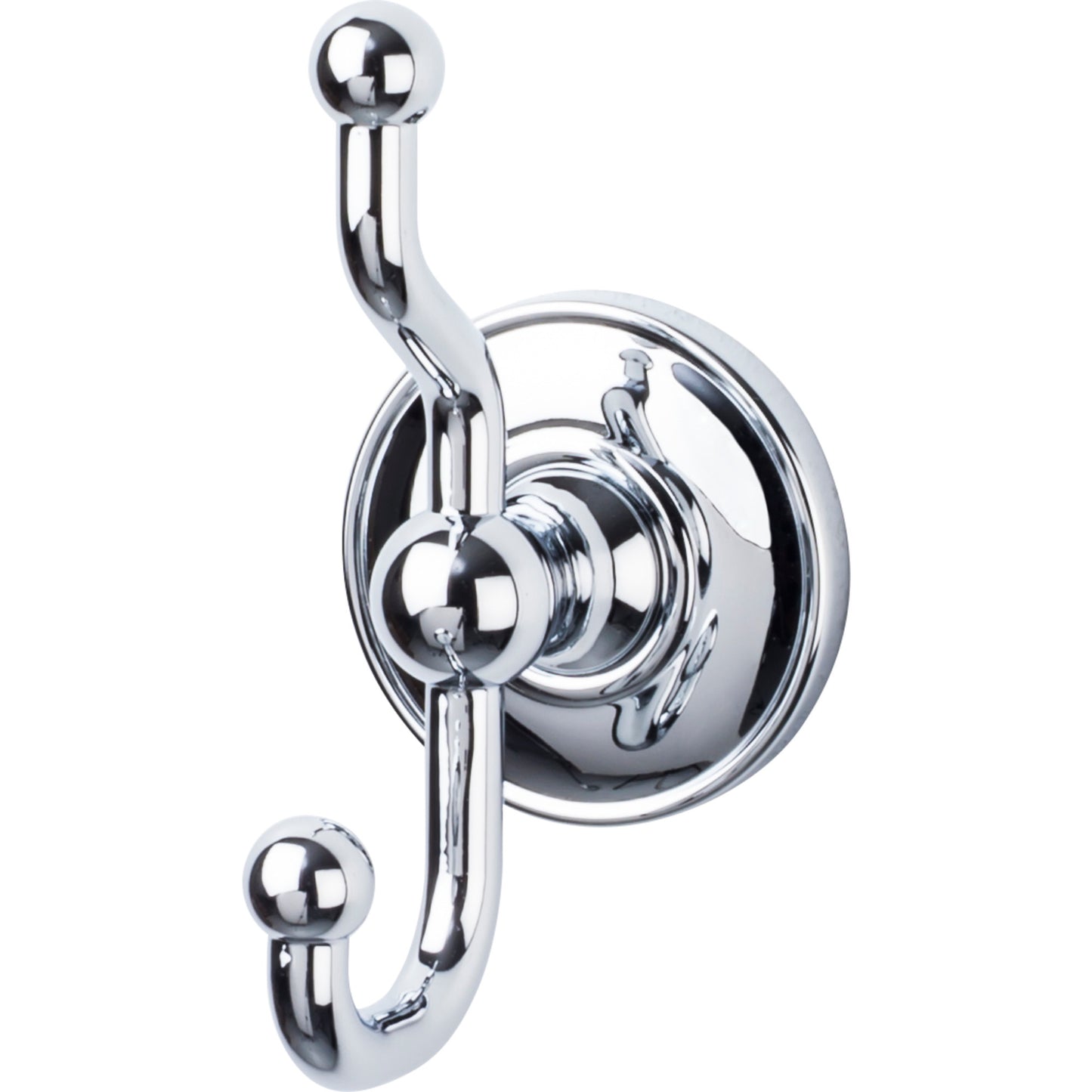 Top Knobs ED2PCD Edwardian Bath Double Hook Plain Backplate Polished Chrome