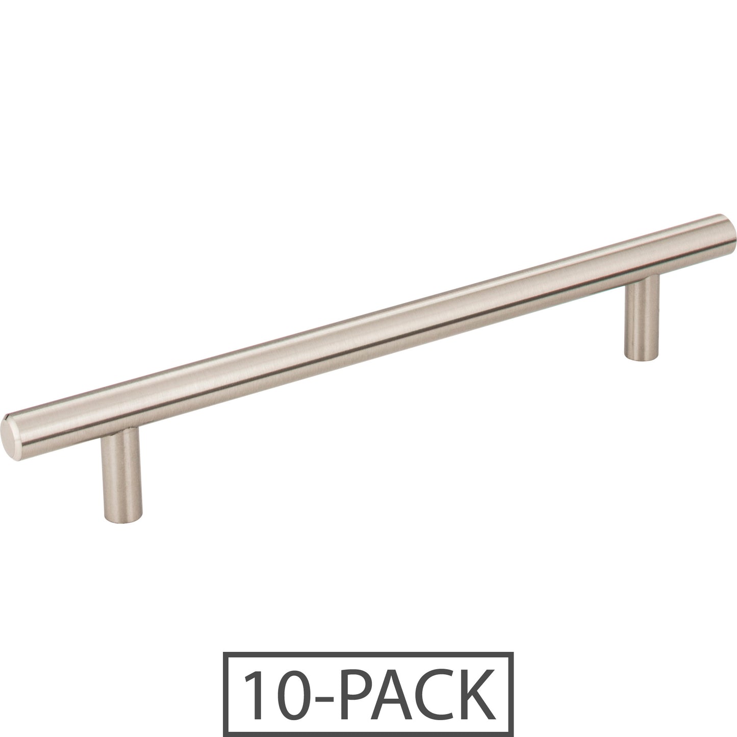 Elements 220-10 Naples 10-Pack of the 176 mm (6-15/16") Overall Length 7/16" Diameter Steel Cabinet Bar Pull with Beveled Ends. Holes are 128 mm center-to-center.