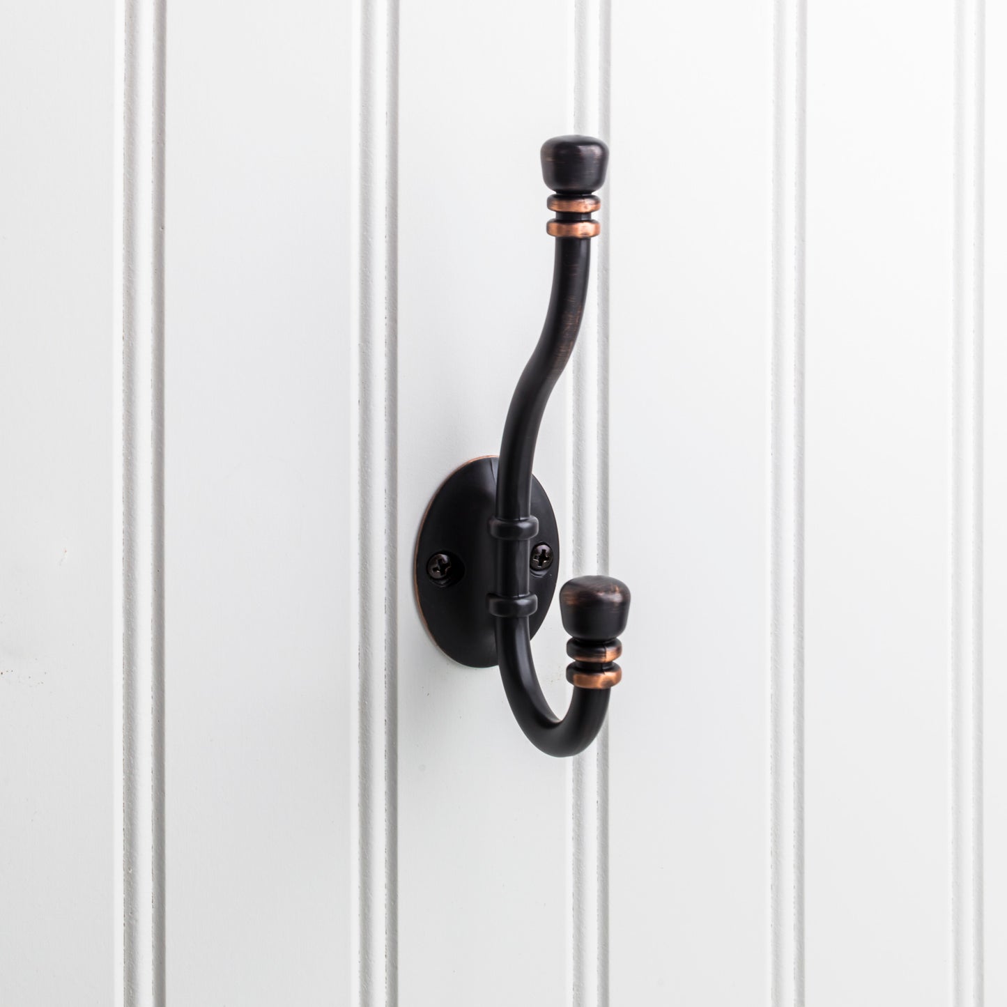 Elements YD50-518 Hooks 5-3/16" Double zinc wall mount decorative coat hook.