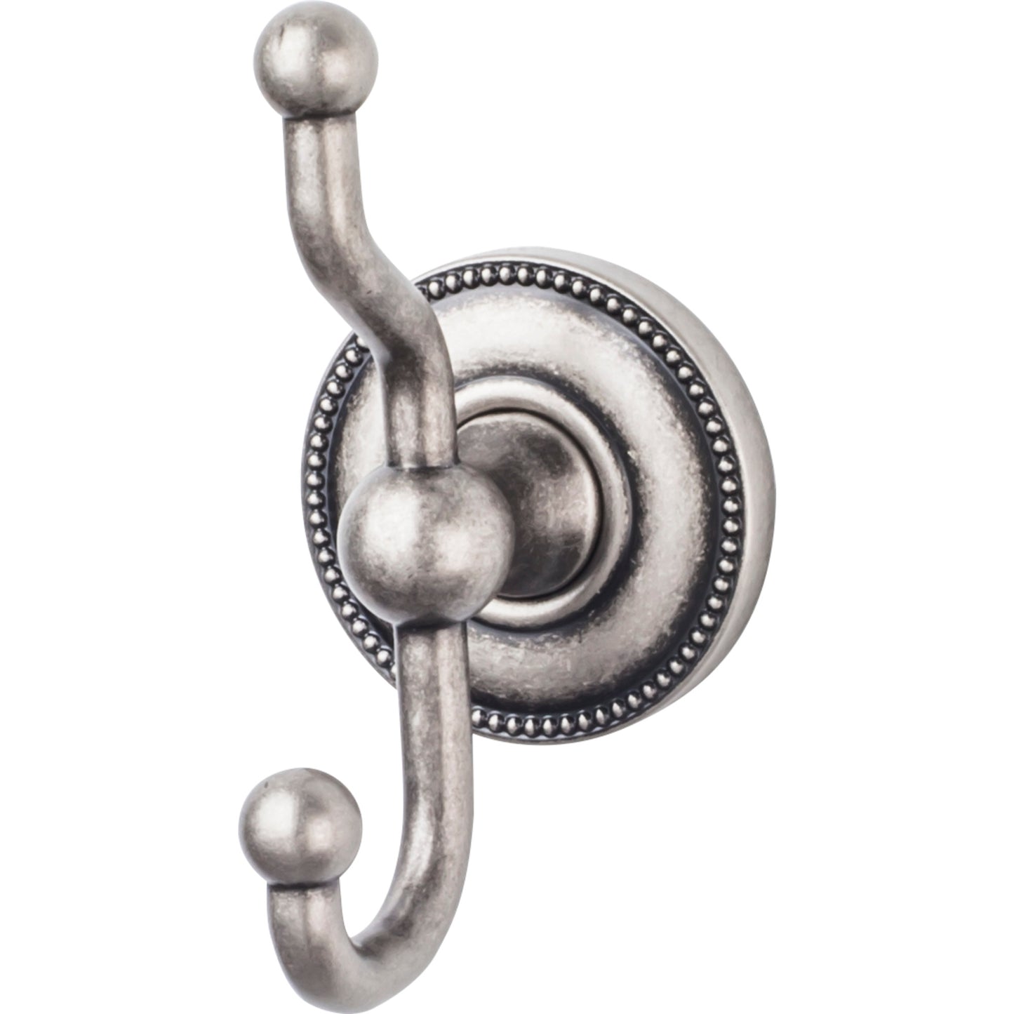 Top Knobs ED2APA Edwardian Bath Double Hook Beaded Backplate Antique Pewter