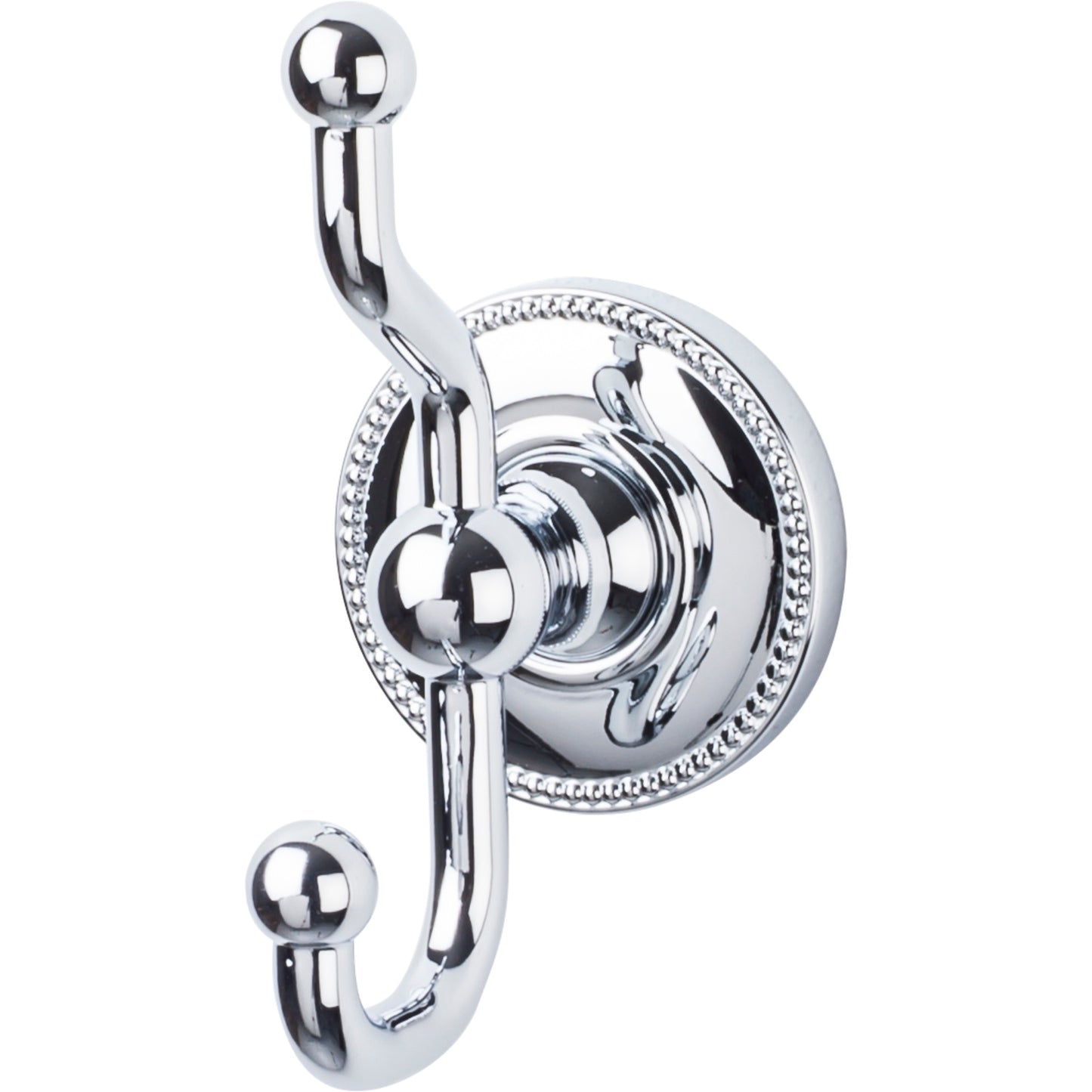 Top Knobs ED2PCA Edwardian Bath Double Hook Beaded Backplate Polished Chrome