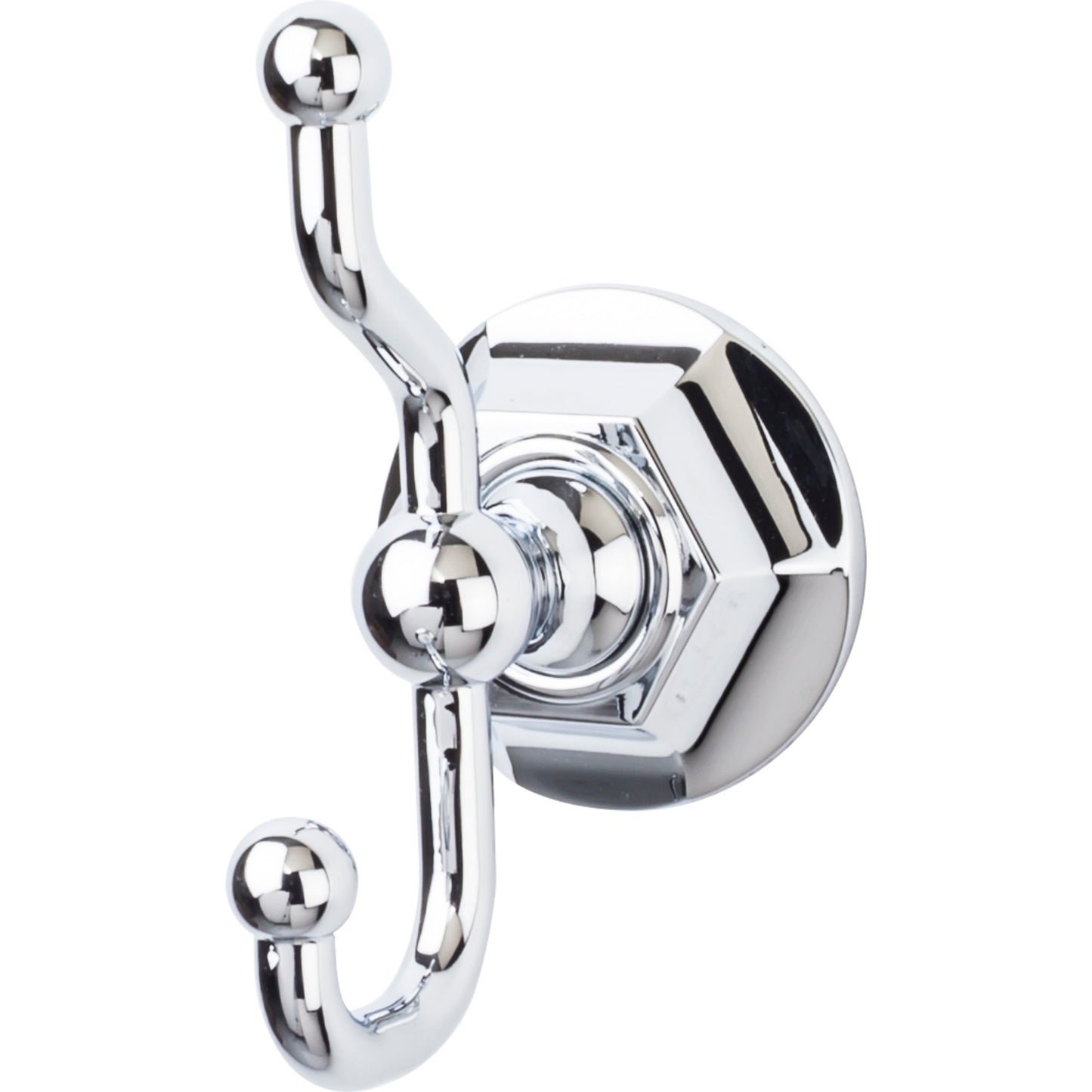 Top Knobs ED2PCB Edwardian Bath Double Hook Hex Backplate Polished Chrome