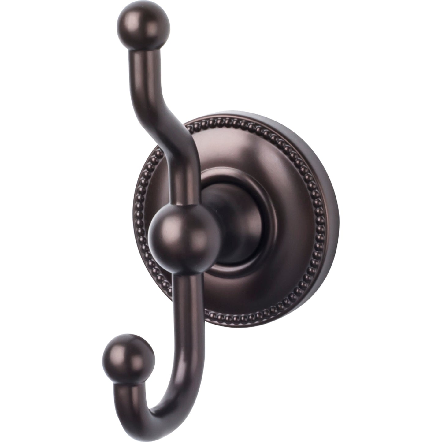 Top Knobs ED2ORBA Edwardian Bath Double Hook Beaded Backplate Oil Rubbed Bronze