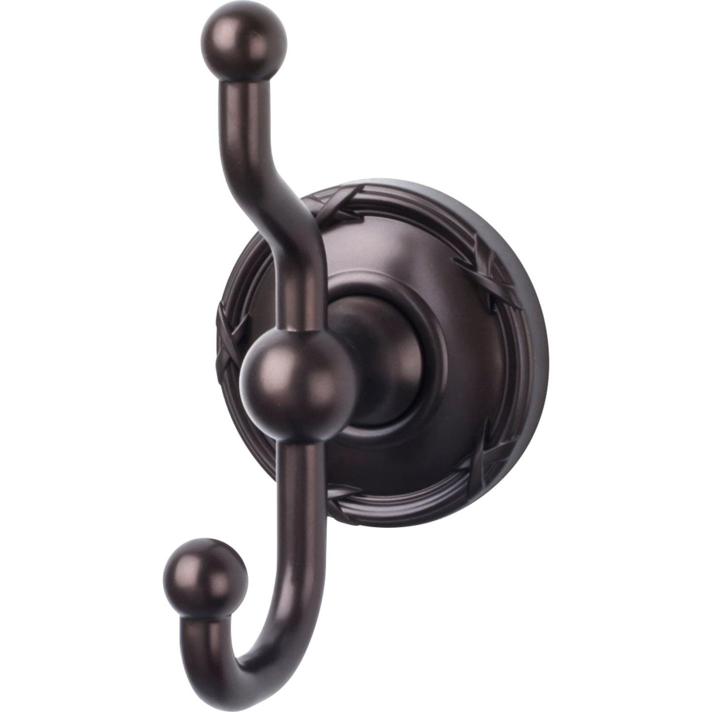Top Knobs ED2ORBE Edwardian Bath Double Hook Ribbon Backplate Oil Rubbed Bronze