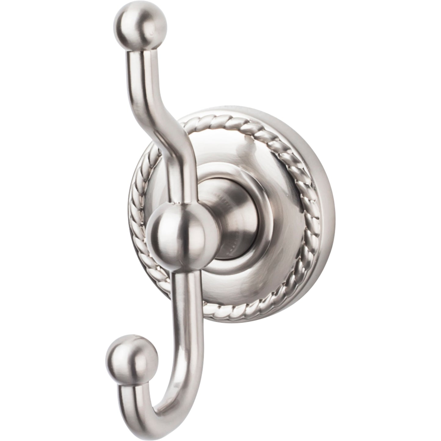Top Knobs ED2BSNF Edwardian Bath Double Hook Rope Backplate Brushed Satin Nickel