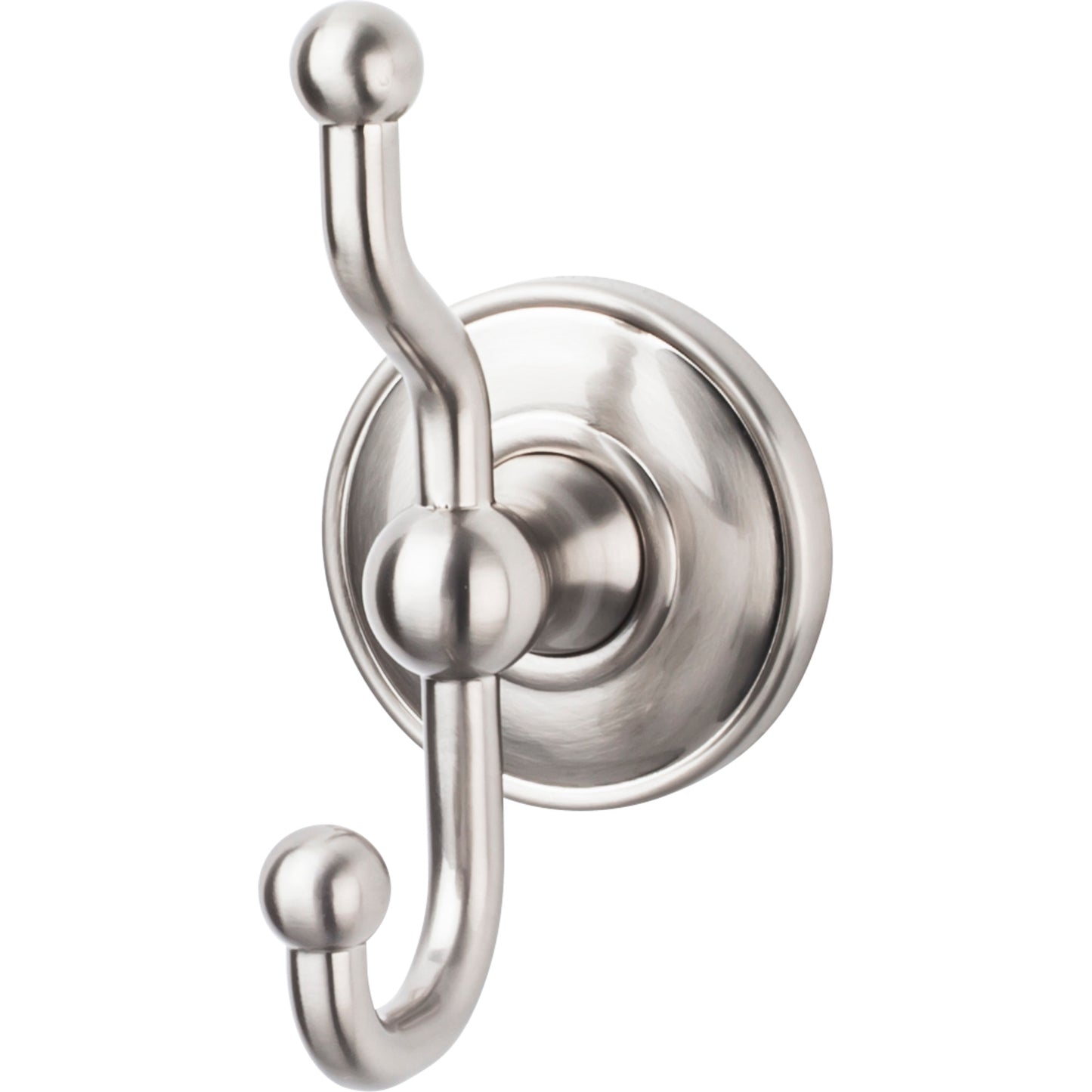 Top Knobs ED2BSND Edwardian Bath Double Hook Plain Backplate Brushed Satin Nickel