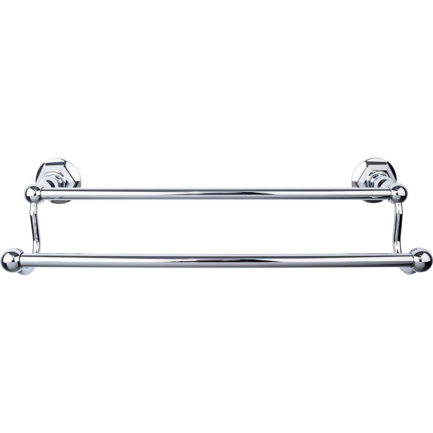 Top Knobs ED7PCB Edwardian Bath Towel Bar 18 Inch Double - Hex Backplate Polished Chrome