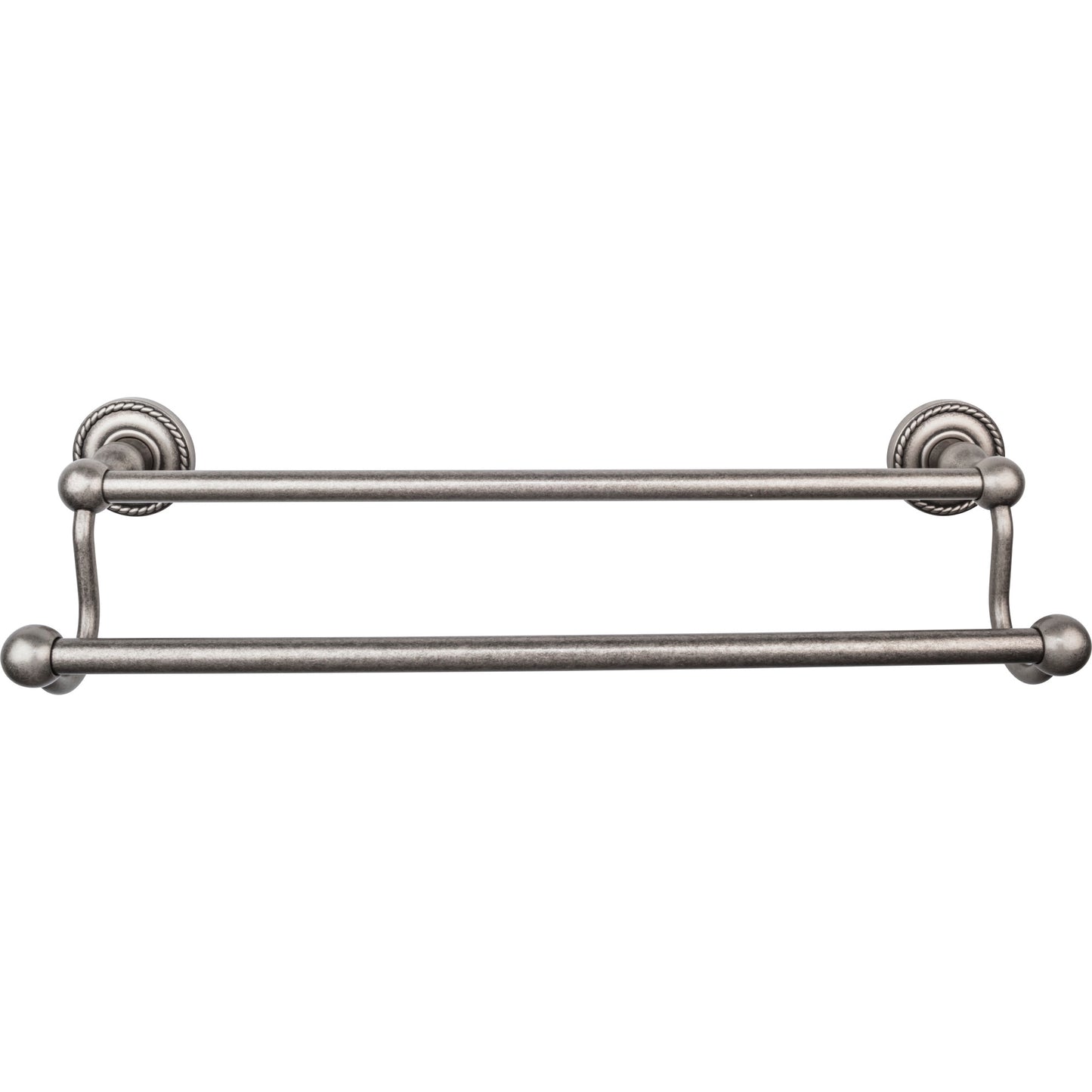 Top Knobs ED7APF Edwardian Bath Towel Bar 18 In. Double - Rope Backplate Antique Pewter