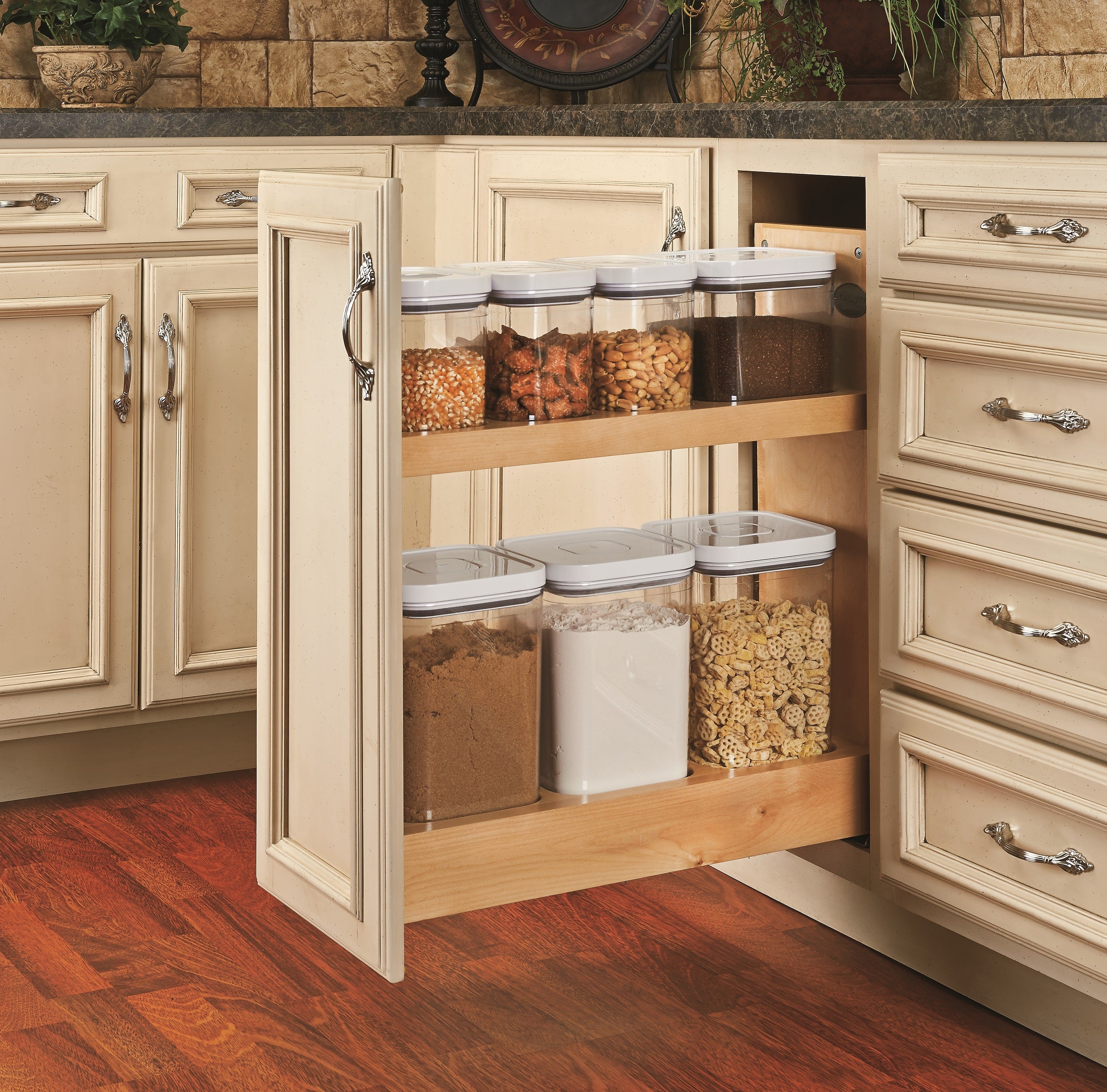 Rev-A-Shelf - 448OXO-BCSC-8C - 8 in. Pull-Out Wood Base Cabinet OXO Organizer