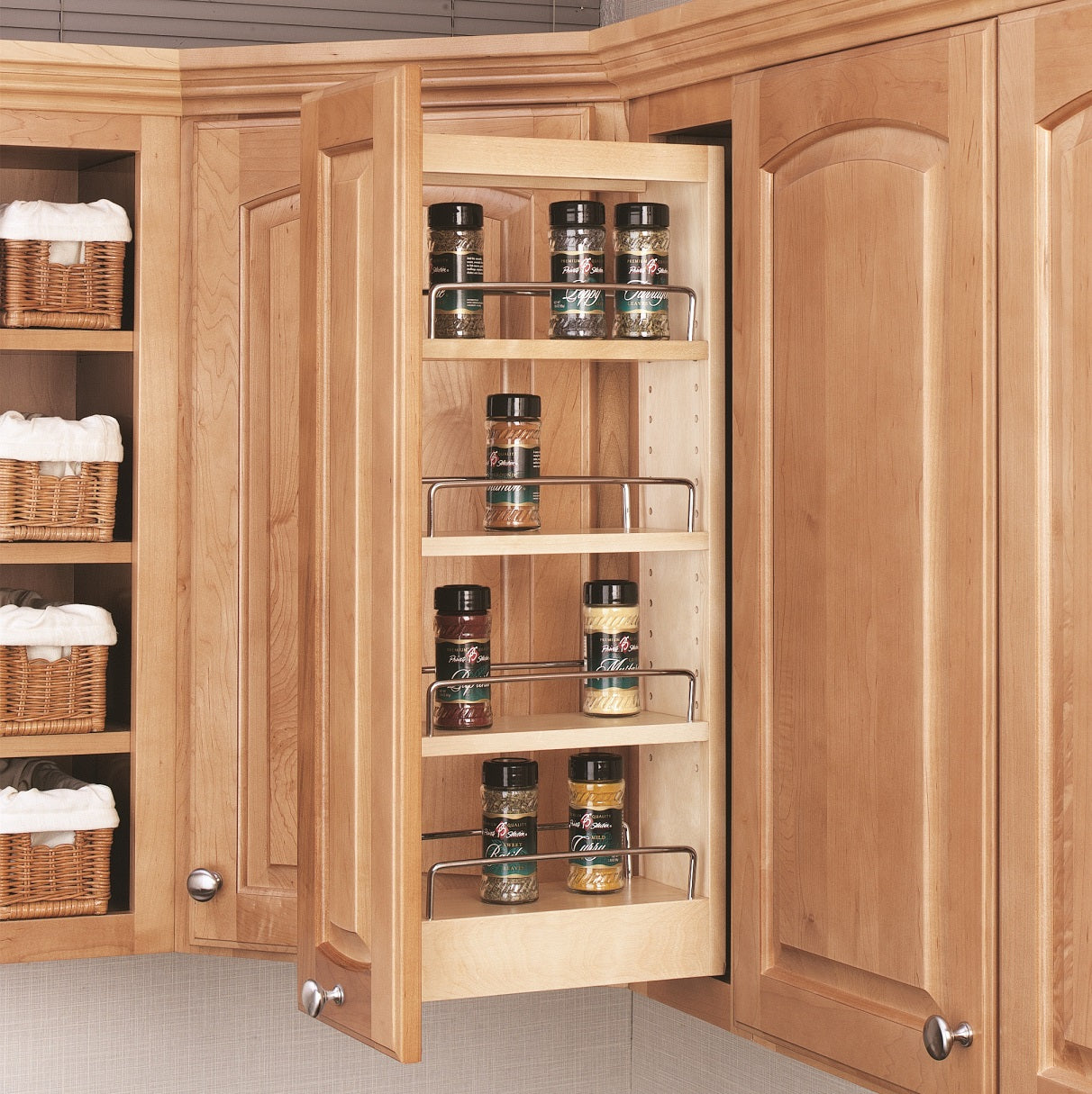 Rev-A-Shelf 448-Wc-5C Pull-Out Wood Wall Cabinet Organizer, Natural