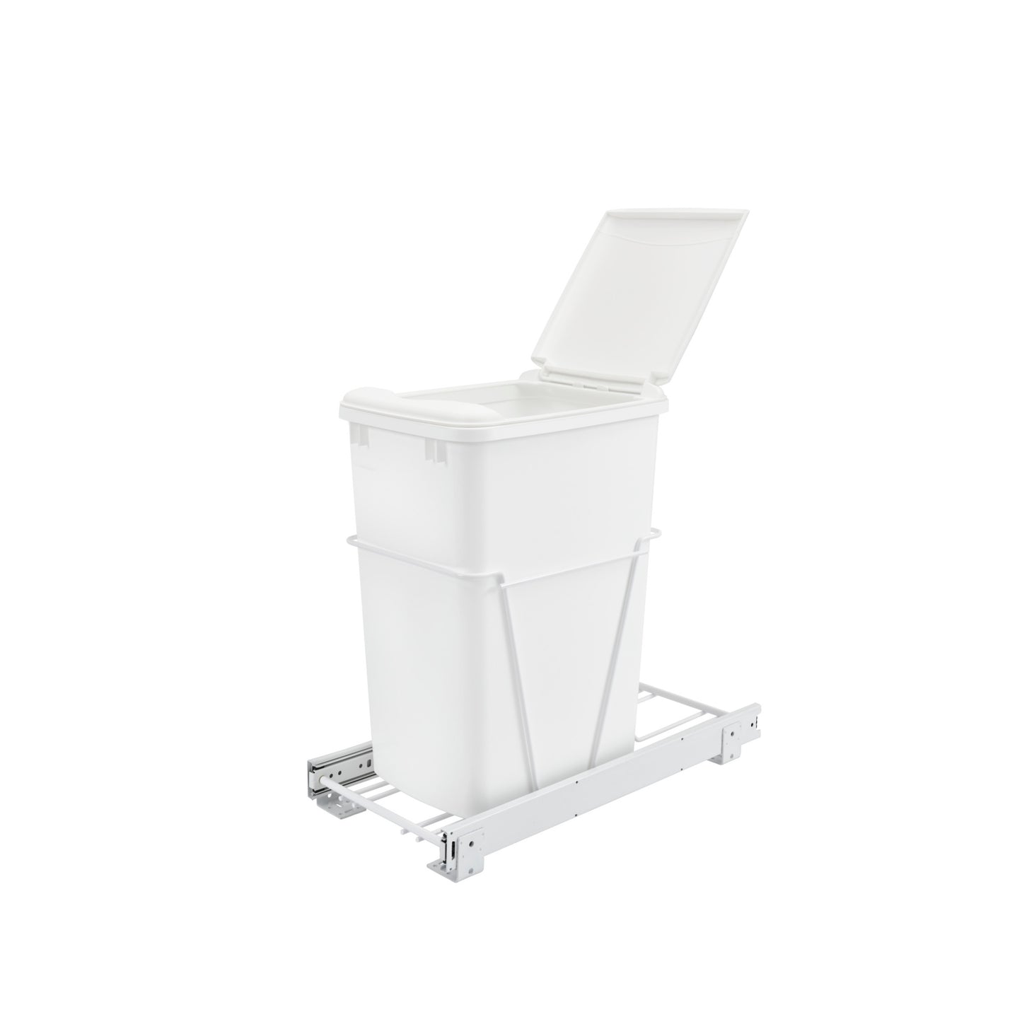Rev-A-Shelf / RV-12PB-LE / White Steel Pullout Waste/Trash Container w/included lid