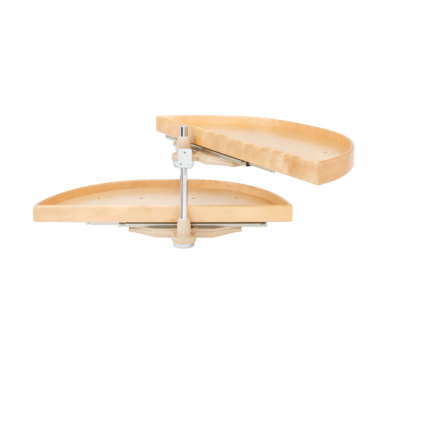 Rev-A-Shelf / LD-4NW-882-35-1 / Natural Wood Pivot and Slide Half-Moon 2-Shelf Organizer for Blind Corner Cabinets