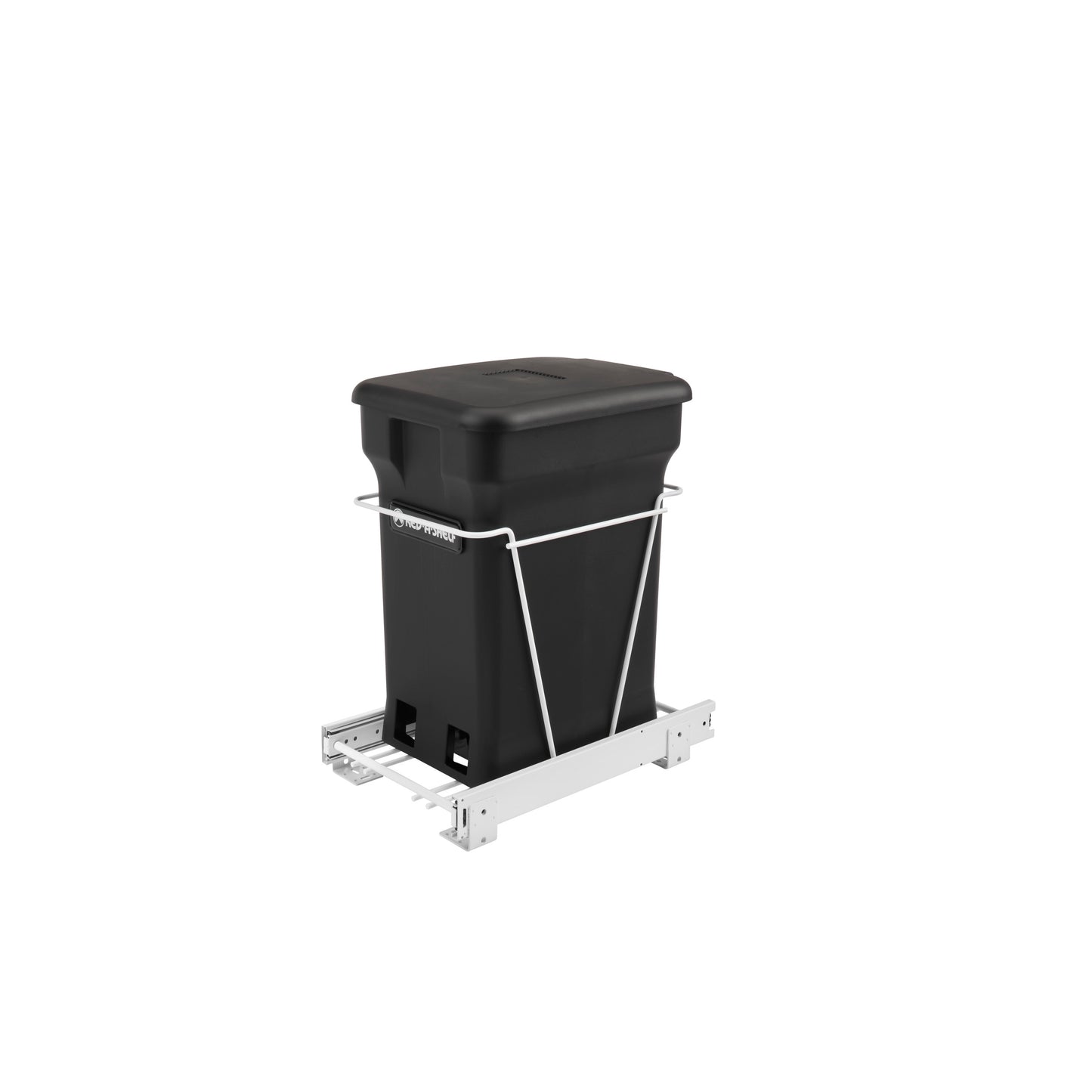 Rev-A-Shelf / RV-1216-CKBK-1 / White Steel Pullout Compost Container w/ Rear Basket Storage