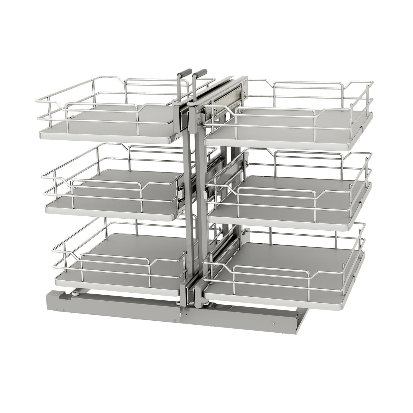 Rev-A-Shelf / 53PSPE3-18SC-GR / Steel 3-Tier Pullout Solid Bottom Organizer for Blind Corner Cabinets w/ Soft-Close