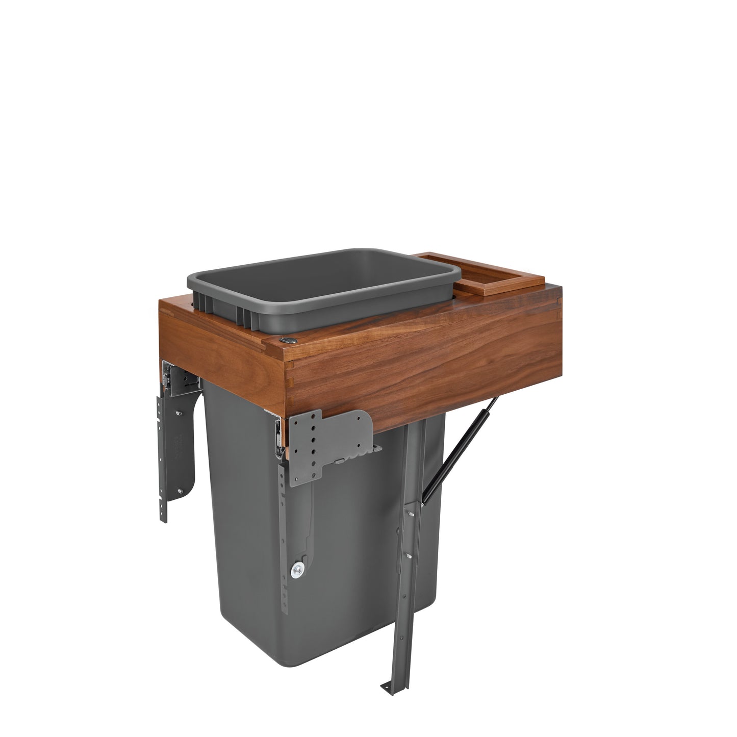 Rev-A-Shelf / 4WCTM-WNRM-1850DM-1 / Walnut Top Mount Pullout Trash/Waste Container w/ Soft-Close/Open