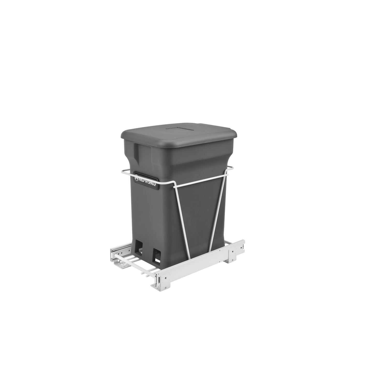 Rev-A-Shelf / RV-1216-CKOG-1 / White Steel Pullout Compost Container w/ Rear Basket Storage
