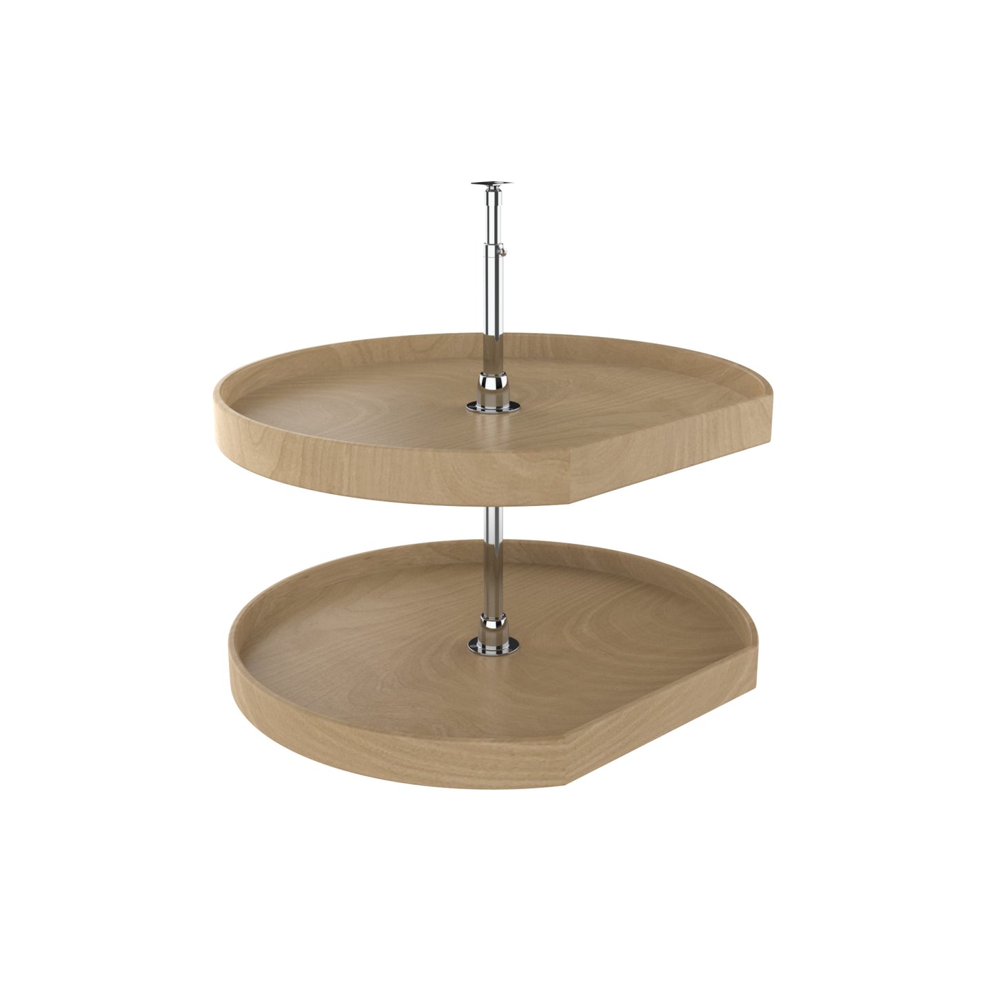 Rev-A-Shelf / LD-4NW-272-28-1 / Natural Wood D-Shaped 2-Shelf Lazy Susans for Corner Base Cabinets