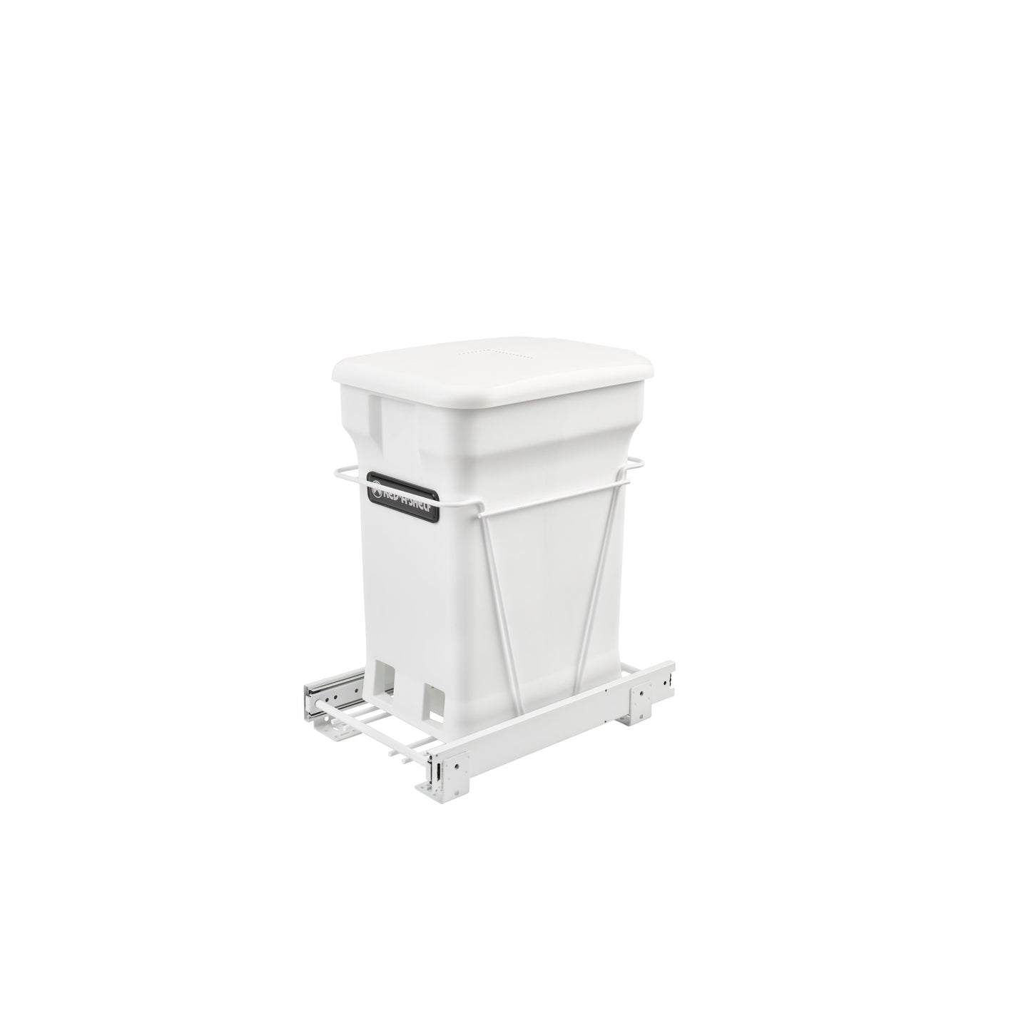 Rev-A-Shelf / RV-1216-CKWH-1 / White Steel Pullout Compost Container w/ Rear Basket Storage