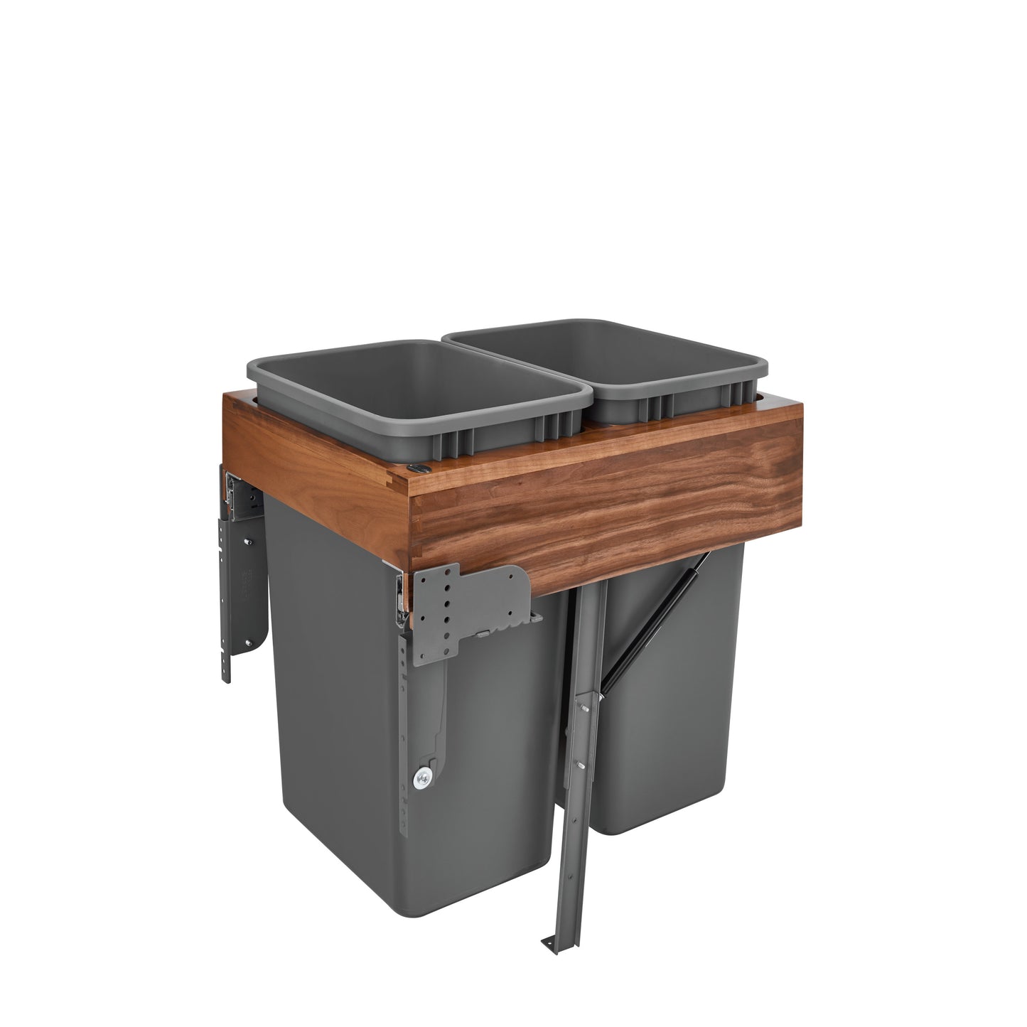 Rev-A-Shelf / 4WCTM-WNRM-2150DM-2 / Walnut Top Mount Pullout Trash/Waste Container w/ Soft-Close/Open