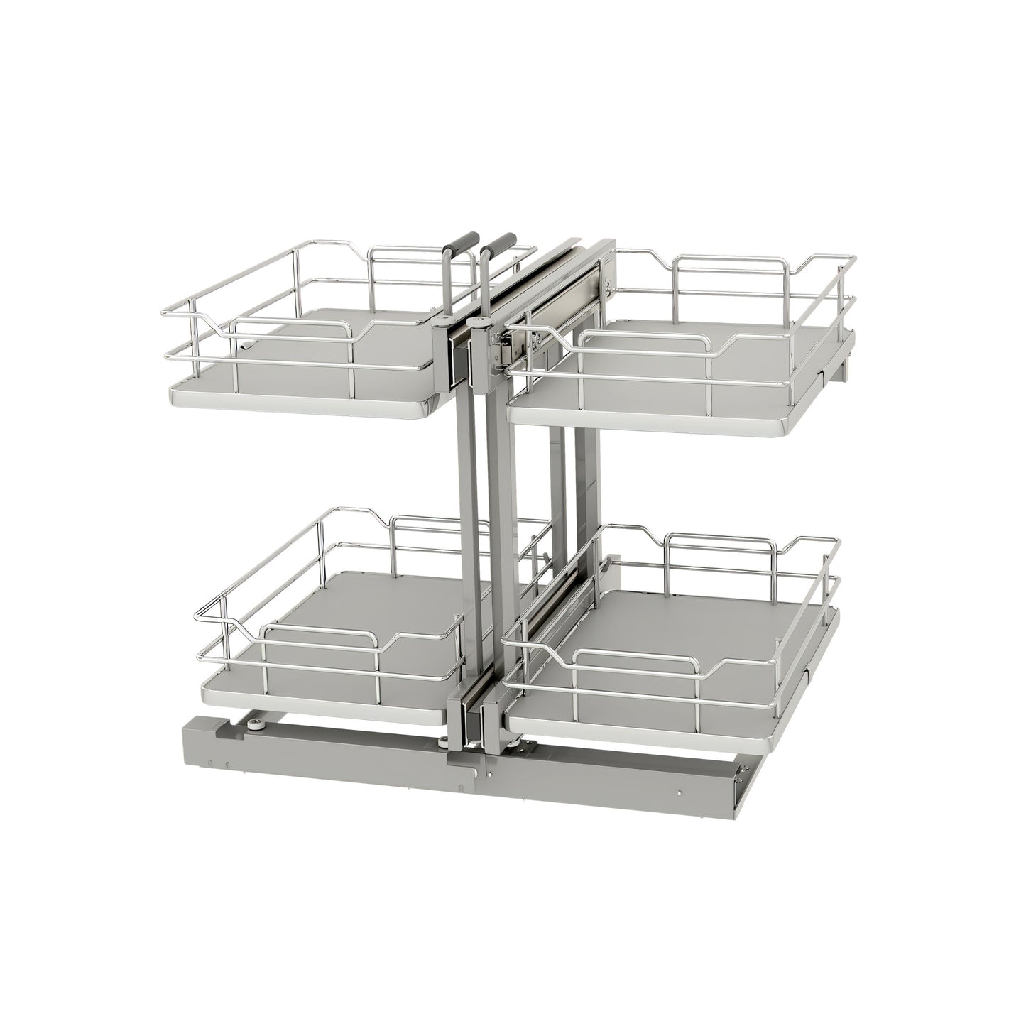 Rev-A-Shelf / 53PSPE-15SC-GR / Steel Two-Tier Pullout Solid Bottom Organizer for Blind Corner Cabinets w/ Soft-Close