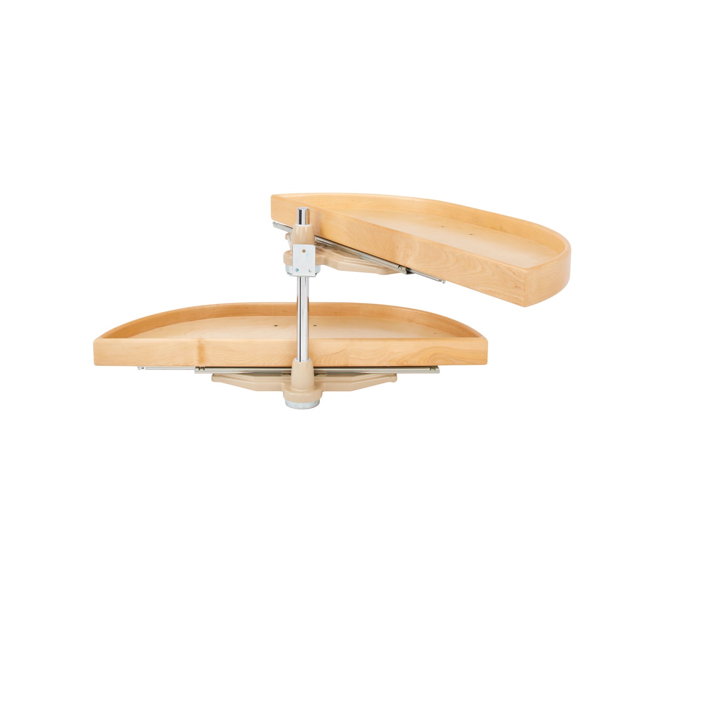 Rev-A-Shelf / LD-4NW-882-32-1 / Natural Wood Pivot and Slide Half-Moon 2-Shelf Organizer for Blind Corner Cabinets