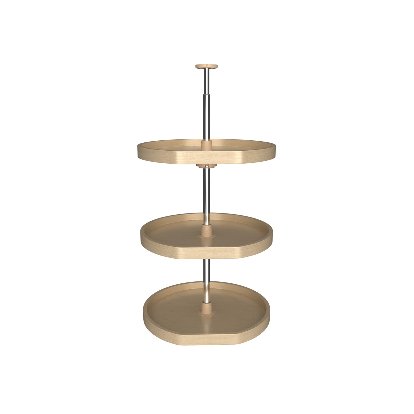 Rev-A-Shelf / LD-4BW-263-2036-1 / Banded Wood D-Shaped 3-Shelf Lazy Susans for 38" H Corner Wall Cabinets