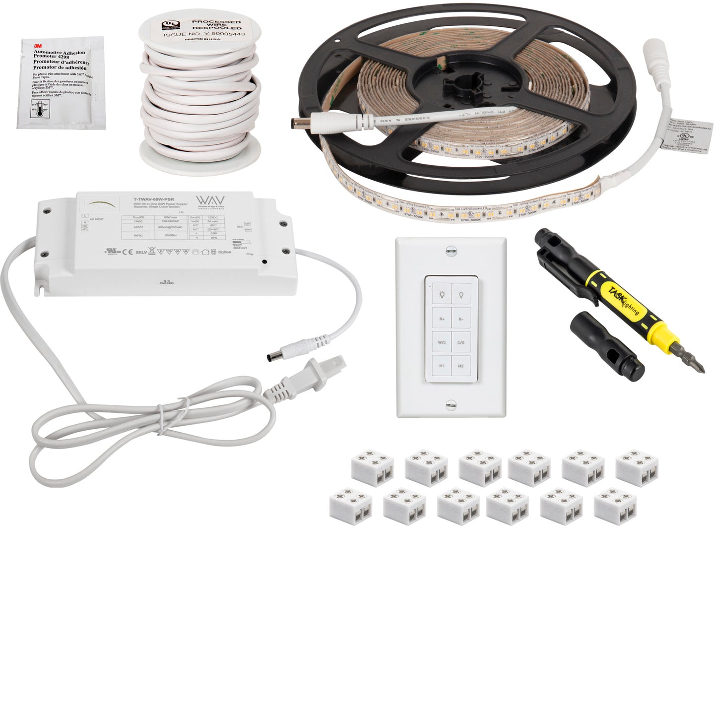 Task Lighting 16 Ft.. 300 Lumens/Ft.. 12-volt Standard Output Wired Controller Tape Light Kit 1 Zone 1 Area, Tunable-White, L-TWCK-16