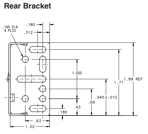 KV 8404 Front face frame bracket Zinc.