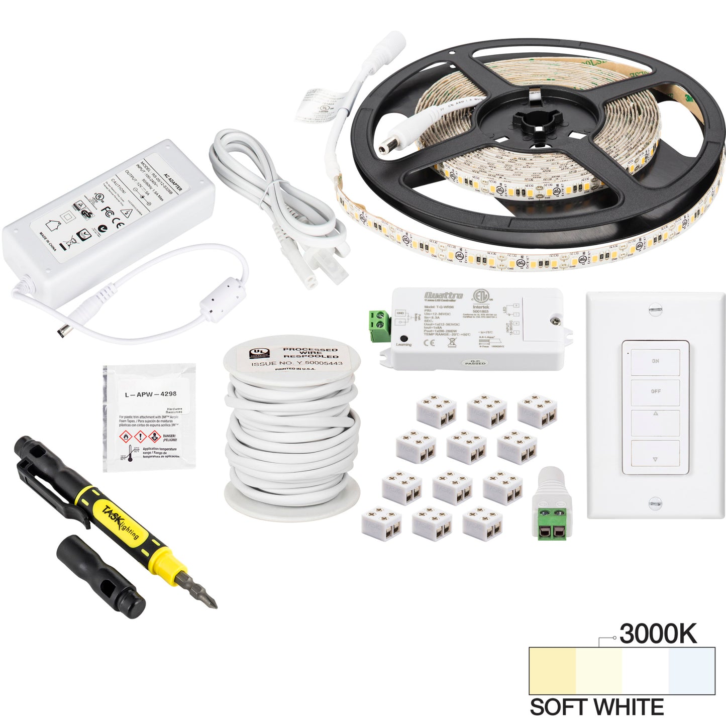 Task Lighting 16 Ft. 225 Lumens Per Foot Vivid Uno Wireless Controller Retail Tape Light Kit, 1 Zone 1 Area, L-VURK-16