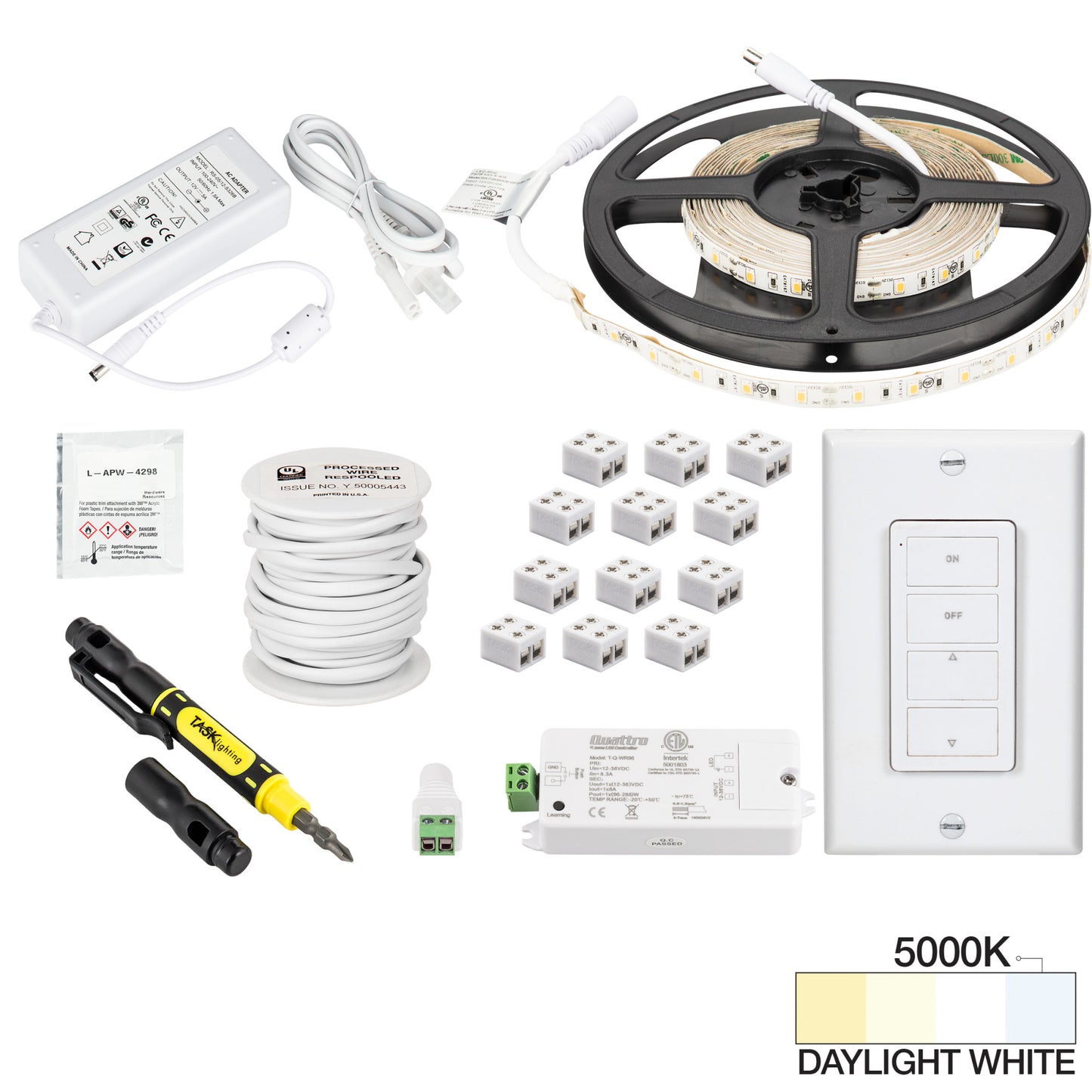 Task Lighting 16 Ft., 120 Lumens/Ft. 12-volt Accent Output Uno Wireless Controller Tape Light Kit, 1 Zone 1 Area, Single-White, L-RK1Z1A-16