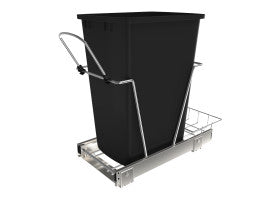 Rev-A-Shelf SGL 35 QT Black Waste Container Pull-Out W/FE Slides 15" Cab RV-12KD-18C S