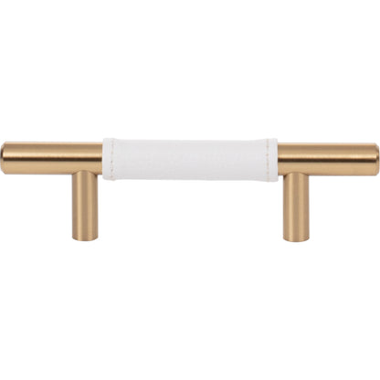 Zanzibar White Leather Pull - 3-Inch Center-to-Center Drawer Handle