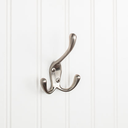 Elements YT40-400 Hooks 4" Triple zinc wall mount coat hook.