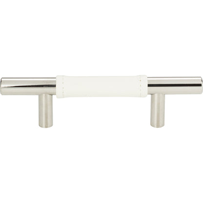 Zanzibar White Leather Pull - 3-Inch Center-to-Center Drawer Handle