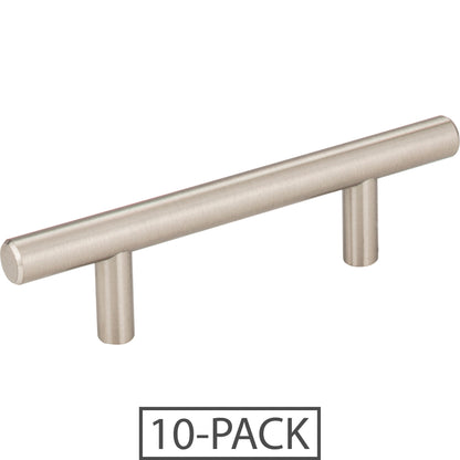 Elements 136-10 Naples 10-Pack of the 136 mm (5-3/8") Overall Length 7/16" Diameter Steel Cabinet Bar Pull with Beveled Ends. Holes are 3" center-to-center.