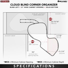 Rev-A-Shelf 21" Cloud Two-Tier Corner Organizer for a Blind Right Cabinet 5372-21-GR-L