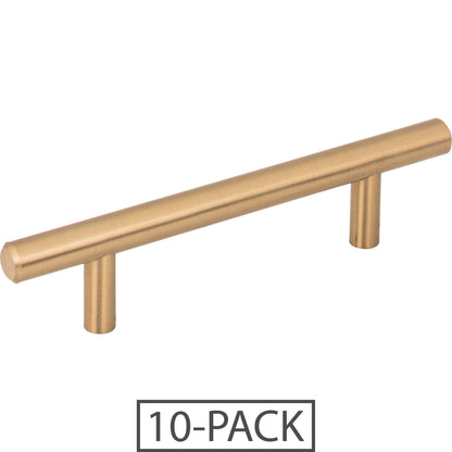 Elements 136-10 Naples 10-Pack of the 136 mm (5-3/8") Overall Length 7/16" Diameter Steel Cabinet Bar Pull with Beveled Ends. Holes are 3" center-to-center.