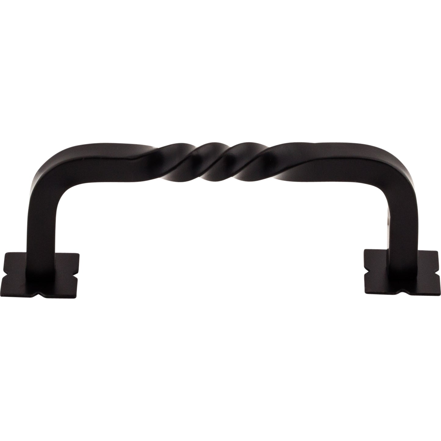 Top Knobs M713 Twist Pull 3 3/4 Inch (c-c) w/Backplates Patina Black