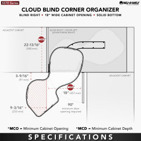 Contemporary Cloud Blind Corner Organizer for Blind Right Cabinet Rev-A-Shelf