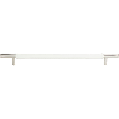 Zanzibar White Leather Pull - Sleek 11 5/16 Inch Cabinet Handle (Atlas 282-WT)