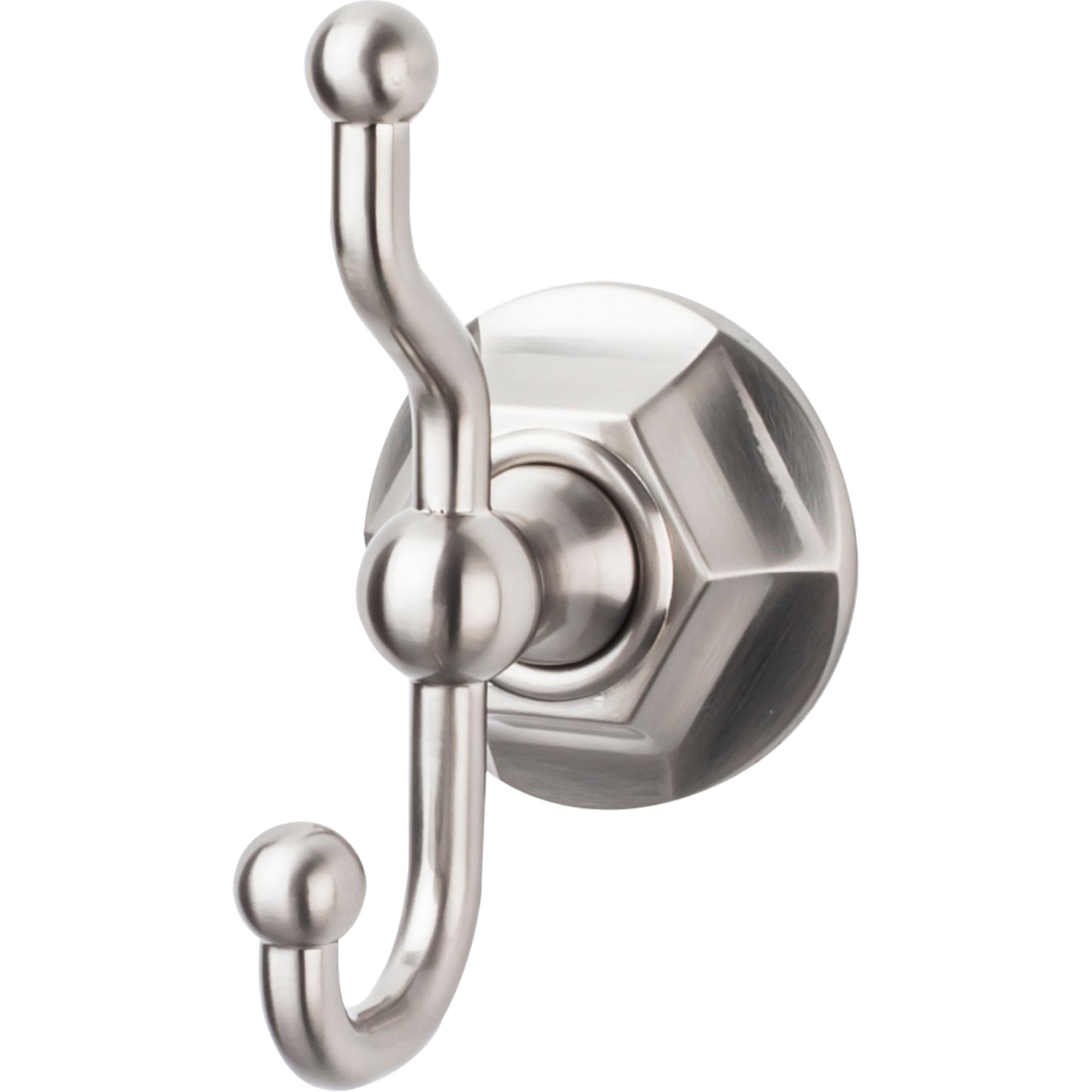 Top Knobs ED2BSNB Edwardian Bath Double Hook Hex Backplate Brushed Satin Nickel