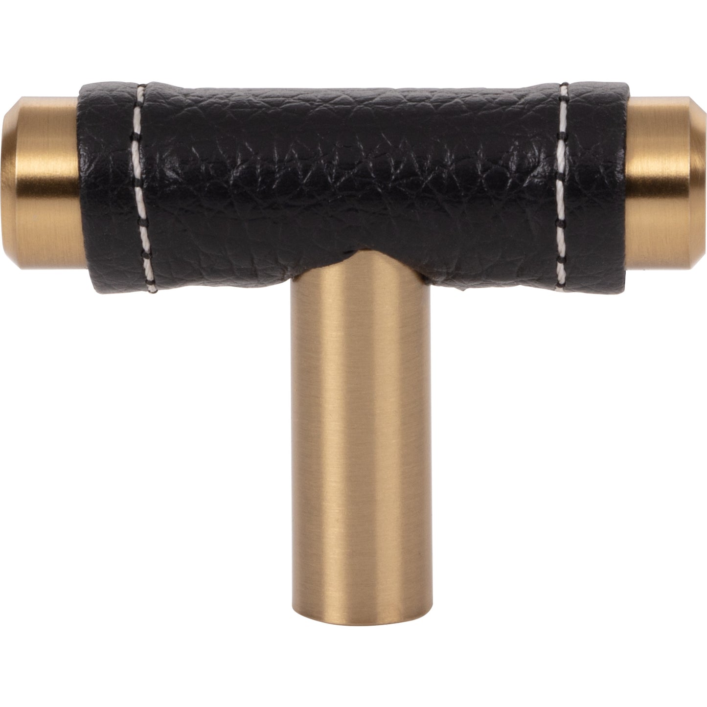 Atlas 288 Zanzibar Black Leather Knob: Timeless Texture & Trendy Touch in Warm Brass
